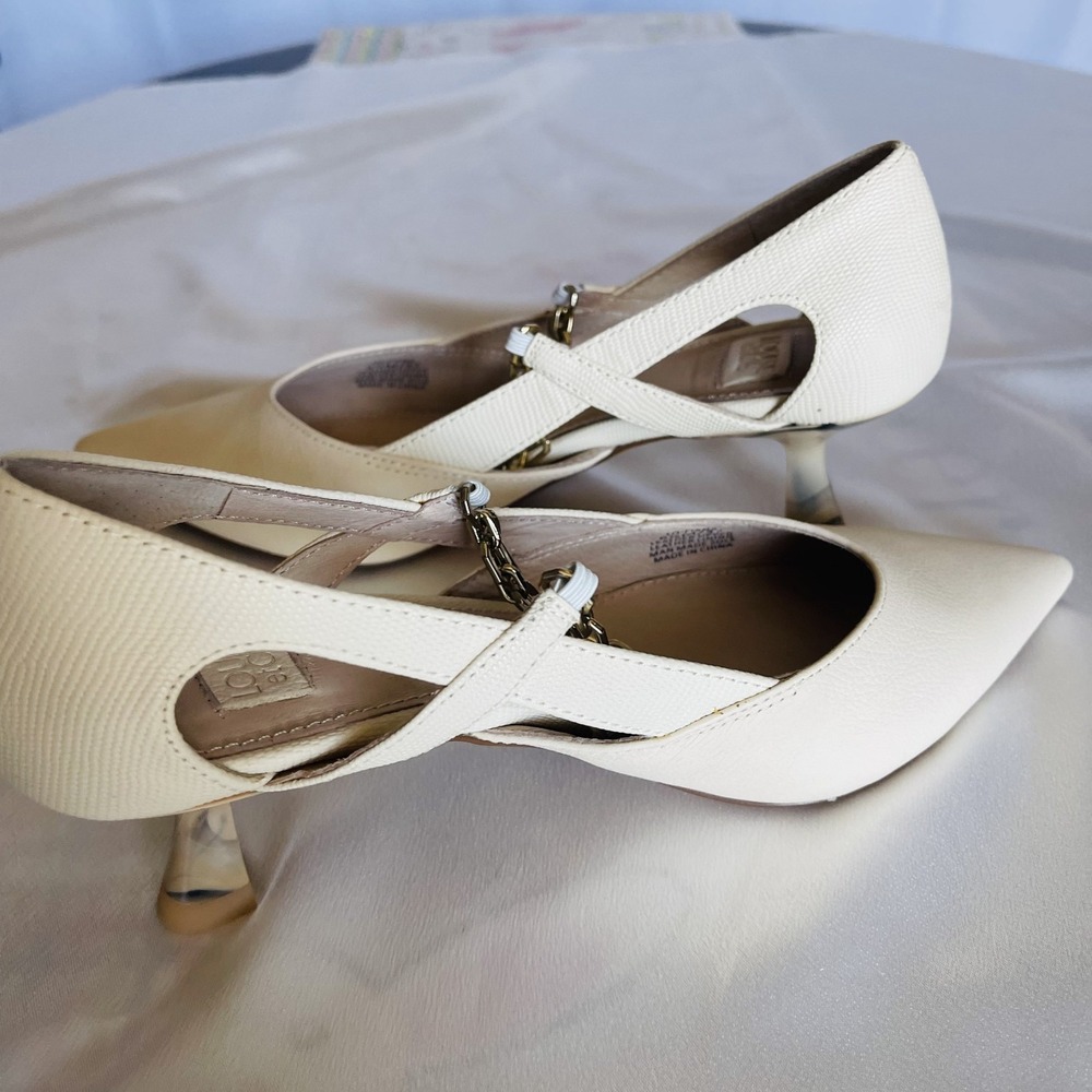 Louise et Cie Beige Soft Leather Chain Detail Heels Size 6.5 - Picture 6 of 11